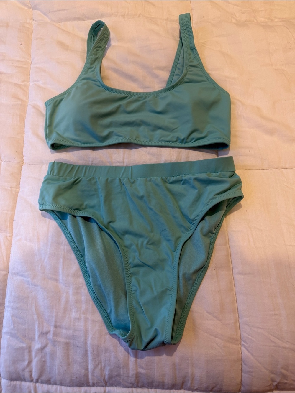 Sleek Teal Blue Green Scoop Bikini Set